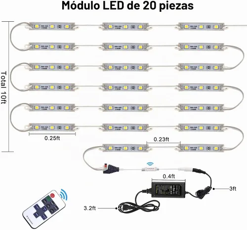 Vista 9 de Luces LED para escaparate, 40 pies, 80 piezas, impermeables, para letreros publicitarios, módulo de luz LED, 4 juegos de módulos LED 5050 SMD