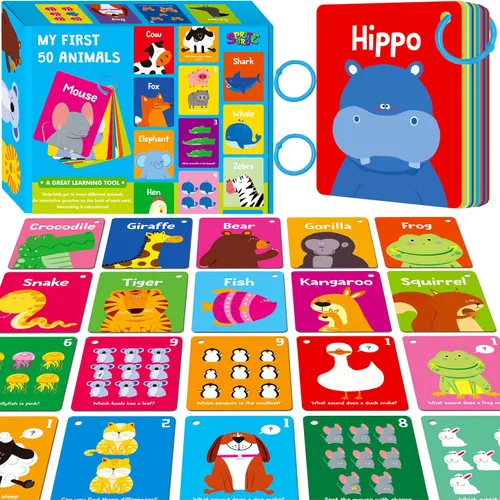 Vista 14 de 110 PCS Tarjetas de Aprendizaje Temprano, Tarjetas de Doble Cara - Alfabeto, Números, Alimentos, Animales, Formas, Colores, Objetos del Hogar con 4