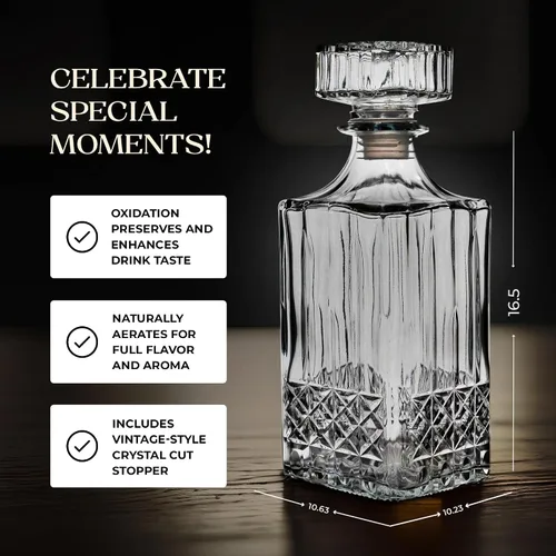 Vista 6 de American Atelier Fifth Avenue Dalmore - Juego de decantador de whisky y vaso, juego de 7 piezas para licor, escocés, vino y bourbon, dispensador