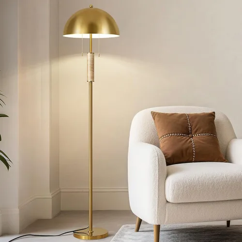 Vista 10 de KAISITE Juego de 2 lámparas de mesa modernas de 61 cm para sala de estar, lámpara de mesita de noche de metal dorado con travertino decorativo