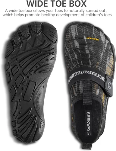 Vista 3 de SEEKWAY Zapatos de agua descalzos para niños, puntera ancha y zapatos de arena de secado rápido para niños pequeños para senderismo, natación