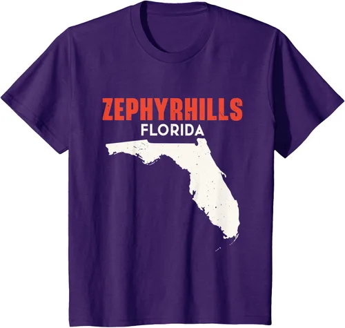 Vista 13 de Zephyrhills Florida USA State America Travel Floridian T-Shirt, Negro