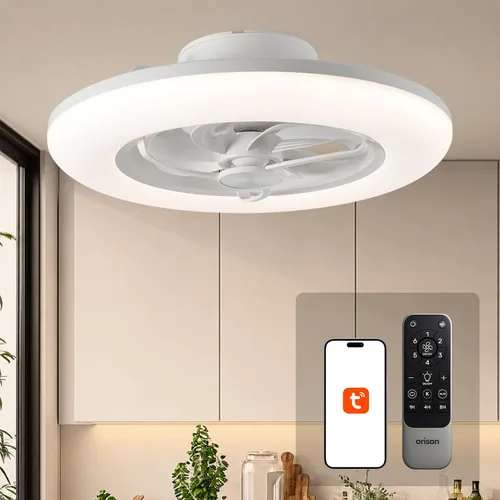 Vista 10 de Ventilador de Techo Orison con Luz - Ventilador de Techo Moderno de Montaje Empotrado Cerrado 57 cm LED Atenuable sin Aspas con Control Remoto
