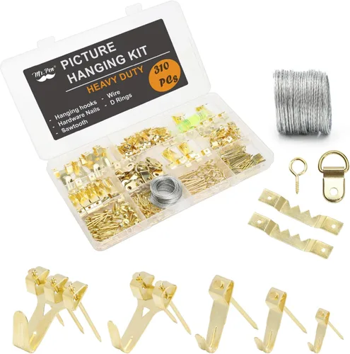 Vista 11 de Mr. Pen - Kit negro para colgar cuadros de 220 piezas, clavos, ganchos y herrajes