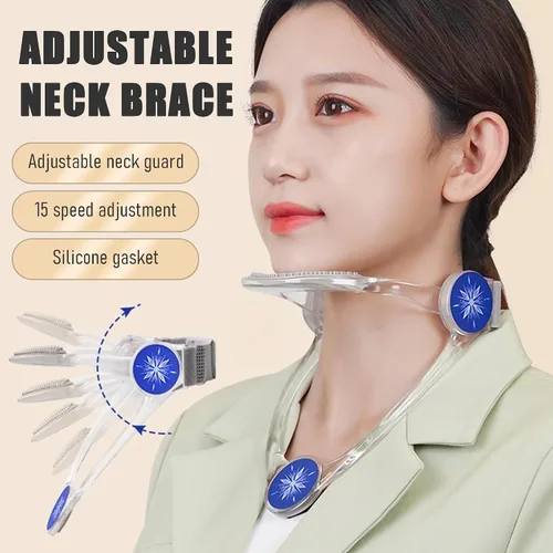 Vista 11 de Collar de Cuello Ajustable 360° - Soporte de Cuello con Estira-Cuello Collar Cervical Hecho de Plástico para Corregir la Postura de Cabeza