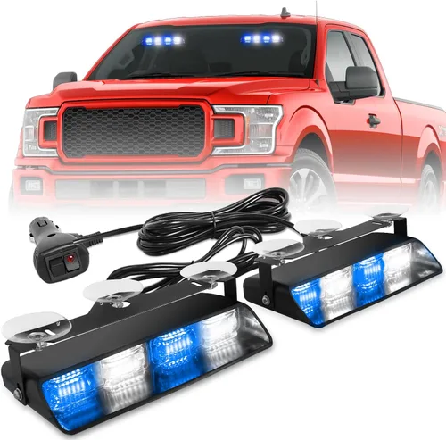 Vista 20 de HLauto 2002L Luces estroboscópicas de emergencia para salpicadero: luces de seguridad ámbar, luces de advertencia intermitentes para parabrisas