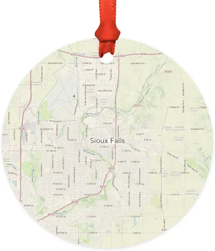 Vista 44 de Andaz Press Mapa de la ciudad de Estados Unidos redondo de madera natural MDF ornamento de Navidad, Akron, Ohio Vintage Mapa, 1 paquete, larga