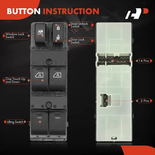 Vista 4 de A-Premium Interruptor de elevalunas eléctrico delantero izquierdo del lado