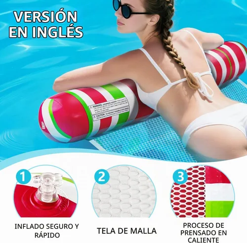 Vista 3 de Adult Pool Floats, Inflatable Water Hammock, Beach Vacation Essentials for Pool, Lake, or Summer Parties