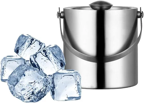 Vista 4 de Cubo de hielo – Cubo de aislamiento térmico doble de 3L, barra nórdica y KTV para cerveza y vino y cóctel y champán con tapa, champán/dorado/plata