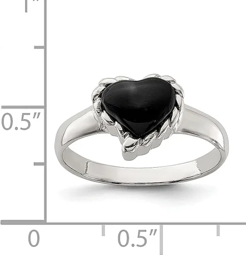Vista 3 de 925 Sterling Silver Black Onyx Heart Band Ring Love Stone Natural Shell Wood Fine Jewelry For Women Gifts For Her