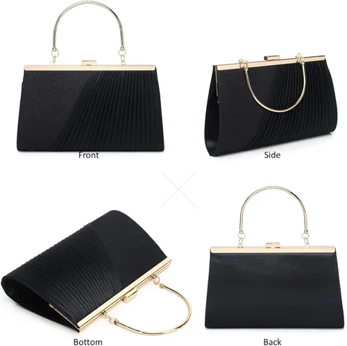 Vista 4 de DETARA Bolsos de noche para mujer, con lentejuelas brillantes, bolso de mano con diamantes de imitación, formal, boda, fiesta, baile