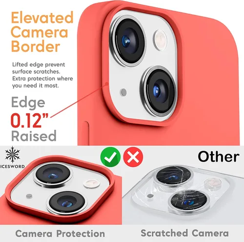 Vista 5 de IceSword Funda magnética para iPhone 14, funda de silicona Berry [carga rápida] imanes fuertes, forro de microfibra delgado, rosa intenso dulce