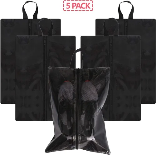 Vista 3 de Juego de 5 bolsas transparentes grandes para viajes, bolsas transparentes para zapatos para hombres y mujeres, bolsa de almacenamiento