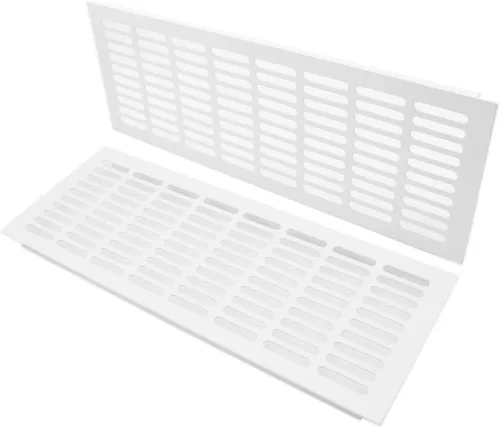 Vista 18 de 2 fundas para ventilación de aire, rejilla de ventilación de aleación de aluminio blanca rectangular, cubierta de rejilla de metal para armario