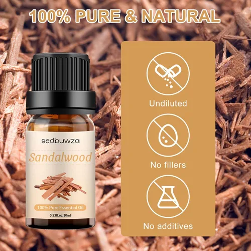 Vista 2 de Sedbuwza Paquete de aceite de sándalo con aceite esencial de lavanda, aceite aromático orgánico 100% puro para difusor, humidificador, jabón, vela