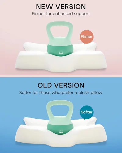 Vista 2 de Almohadas cervicales de espuma viscoelástica Elviros para el dolor de cuello y hombros, almohada para el cuello para dormir, almohadas para dormir