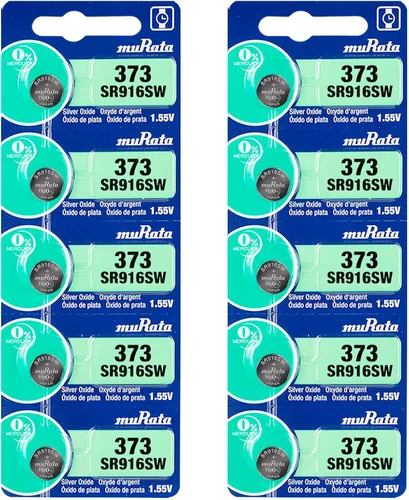 Vista 2 de Murata 373 SR916SW Batería 1.55V Celda de botón de reloj de óxido de plata - Sustituye a Sony 373 (2 baterías)