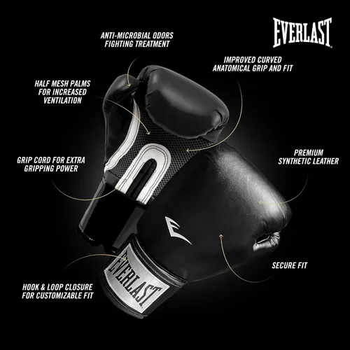 Vista 4 de Everlast Prostyle 2 Youth Boxing Gloves, Entry Level Training Gloves for Men and Women, Secure Fit Hook and Loop Closure & Ventilation, Heavy Bag &