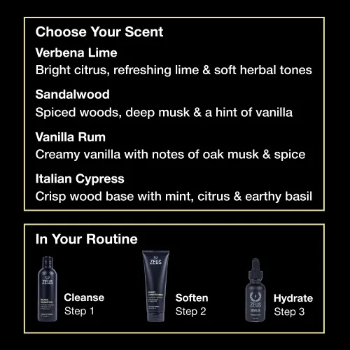Vista 6 de ZEUS Champú para barba para hombres con manzanilla, té verde y aceites esenciales, hidratación de limpieza profunda para un vello facial más suave