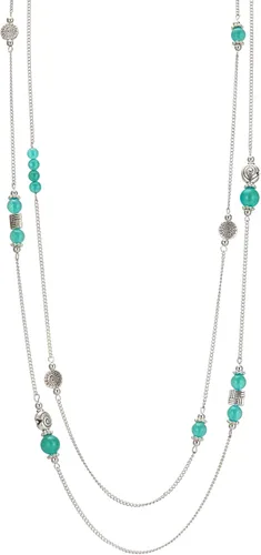 Vista 26 de BULINLIN Collar largo de plata en capas para mujer, collar de cadena de suéter con cuentas de piedra turquesa para mujer, joyería de disfraces