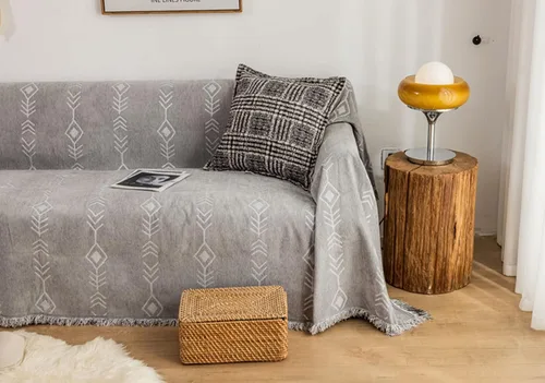 Vista 3 de Fundas para sofá para sofá de 3 asientos, fundas universales con flechas de felpilla para sofá, funda de sofá gris y blanco, 70 x 51 pulgadas