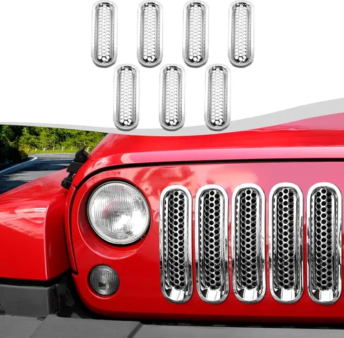 Vista 9 de Rejilla de malla con clip para Jeep Wrangler JK JKU 2007-2018 (negro mate)