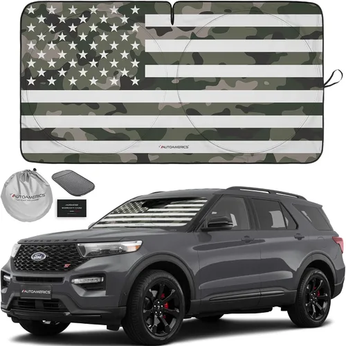 Vista 58 de Parasol de Parabrisas de Una Pieza - Parasol Cromado Líquido Plegable para Ventana Delantera de Auto para Carros SUV Camión - Protector Visor
