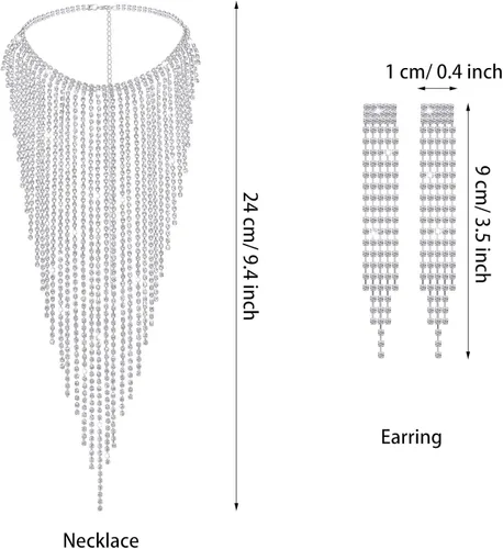 Vista 2 de Collar de borla con aretes de borla para mujer traje de joyería Metal