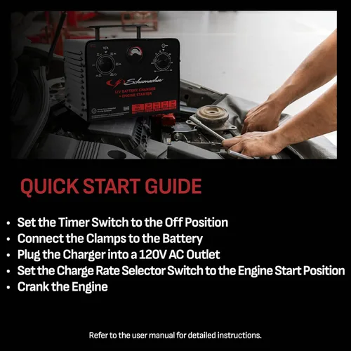 Vista 3 de Schumacher Electric Cargador de batería controlado por tiempo de 6 V/12 V y arrancador del motor - Cargador controlado de precisión con temporizador