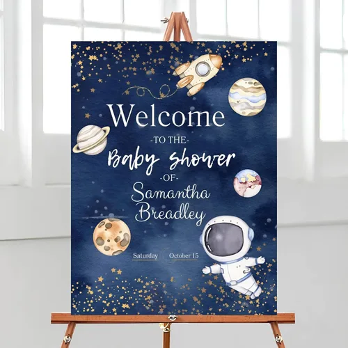 Vista 13 de Letrero de bienvenida para baby shower, tema oscuro, varios tamaños