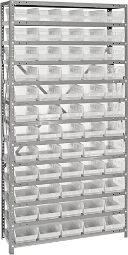 Vista 445 de Quantum QSBU-245BK Heavy Duty Shelving Unit with (7) Shelves and (24) QUS245 Black Bins for Garage Warehouse Storage Distribution 400 lb Load