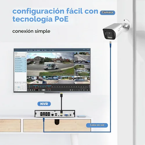 Vista 2 de Sistema de cámara de seguridad 4K PoE 8 canales con 2TB HDD