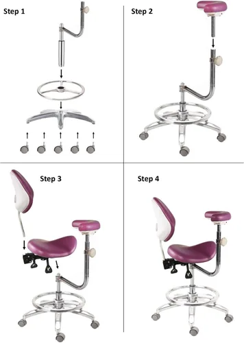Vista 3 de Silla de silla de montar taburete de oficina Dentist's Doctor's Assistant's Deluxe Chair PU Leather