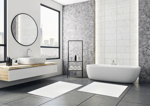 Vista 5 de Paquete de 6 toallas de baño blancas de 20 x 30 pulgadas, tapetes de baño económicos de hotel para piso de baño, calidad de hotel y tapetes de baño