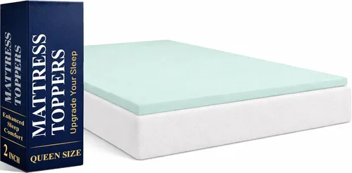 Vista 10 de Greaton, Cubrecolchones de espuma viscoelástica de gel contorneado de 1 pulgada para mayor comodidad y apoyo, individual, azul.