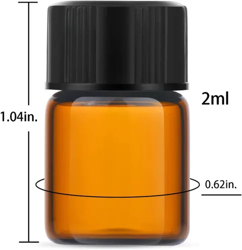 Vista 2 de 100 viales pequeños de vidrio ámbar de 2 ml con tapas de rosca (100 unidades)