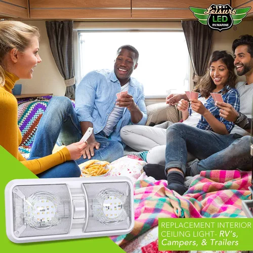 Vista 9 de Aplique de luz LED para techo de RV con doble cúpula y interruptor de encendido/apagado para iluminación interior de coche/RV/remolque/camper/barco