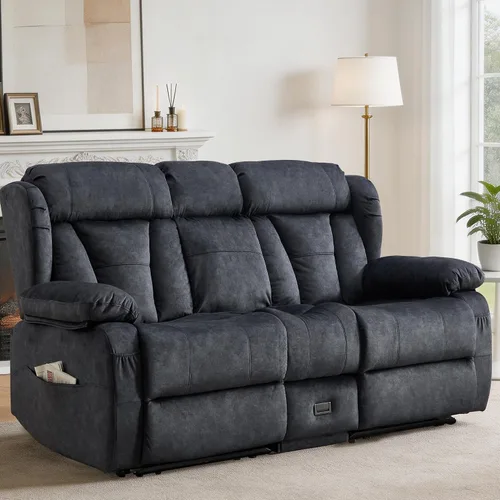 Vista 21 de Sofá biplaza reclinable manual de 59" reclinable doble para sala de estar
