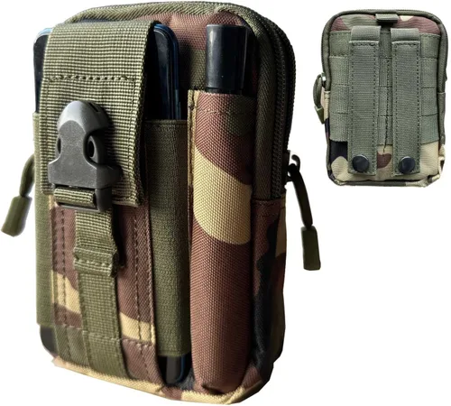 Vista 8 de Bolsa para cinturón, bolsa táctica Molle para teléfono, bolsas de utilidad EDC para la cintura, bolsa de cintura pequeña, funda para teléfono
