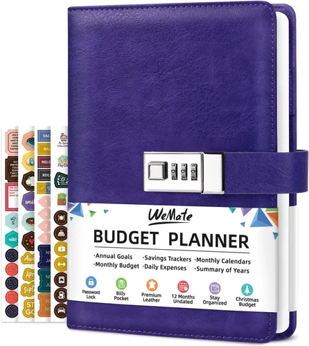 Vista 11 de WEMATE Agenda de presupuesto 2025 con cerradura, libro de presupuesto mensual con cuaderno de seguimiento de gastos, planificador financiero sin