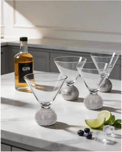 Vista 10 de Juego de flautas de champán de 4, vasos de champán sin tallo para boda, vasos de mimosa de cristal irrompibles y elegantes, flautas de champán de 10