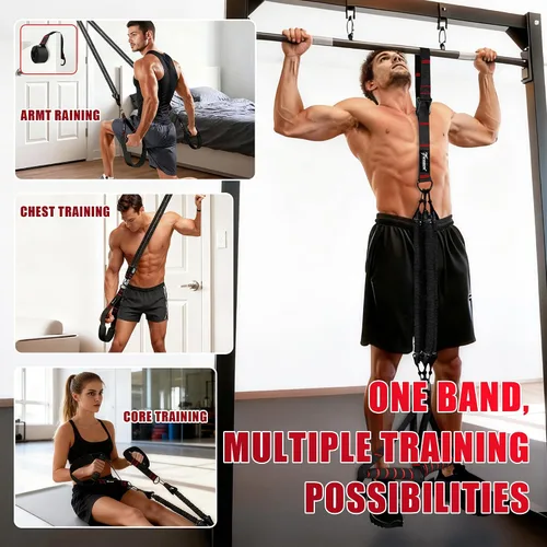 Vista 4 de Pull Up Assistance Bands, Heavy Duty Resistance Bands with Handles, Exercise Band with Door Anchor, Adjustable Workout Band Set for Pull Up Bar