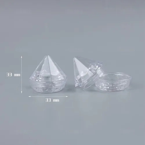 Vista 4 de AUEAR, Paquete de 25 recipientes geométricos de corte transparente con forma de diamante, con tapas para maquillaje de cuentas, 0.2 fl oz