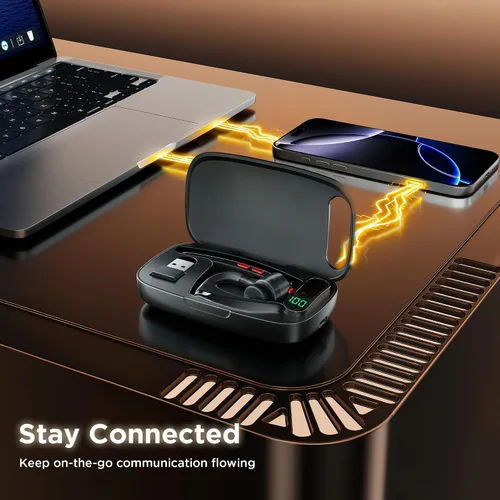 Vista 9 de Auriculares Bluetooth V5.3, auriculares inalámbricos con doble cancelación de ruido, estuche de carga, tiempo de espera de 300 horas, auriculares