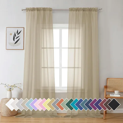 Vista 192 de Aiyufeng 2 paneles de cenefa transparente negra de 14 pulgadas de largo, cortinas cortas negras transparentes para dormitorio, cortinas de cocina