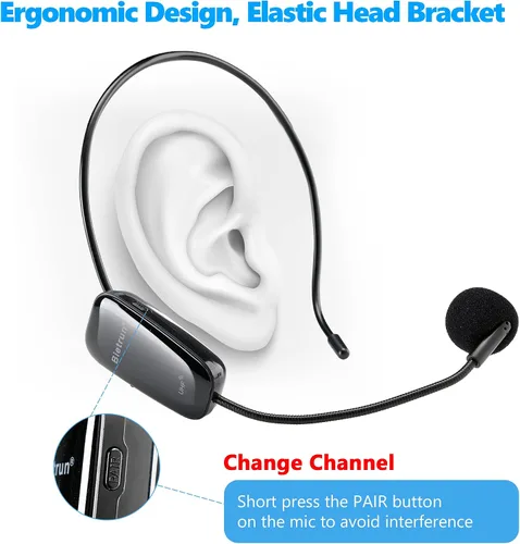 Vista 6 de Bietrun Amplificador de voz para profesores con Bluetooth, amplificador de voz inalámbrico recargable portátil con micrófono para auriculares