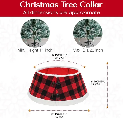 Vista 6 de New Traditions - Collar para Árbol de Navidad con Banda de Soporte de Estampado de Búfalo y Pestillo - Negro/Rojo