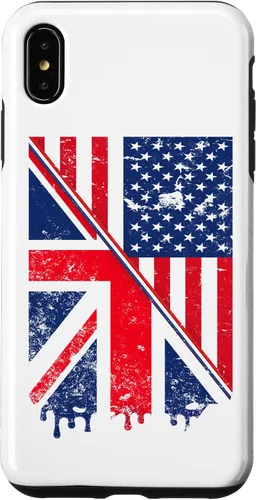 Vista 10 de Funda para iPhone 15 Union Jack y bandera estadounidense para expatriados británicos y estadounidenses