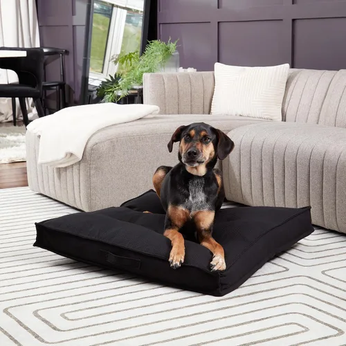Vista 3 de Happy Hounds Milo - Cama acolchada cuadrada para perro, color negro, mediano (32 x 32 pulgadas)